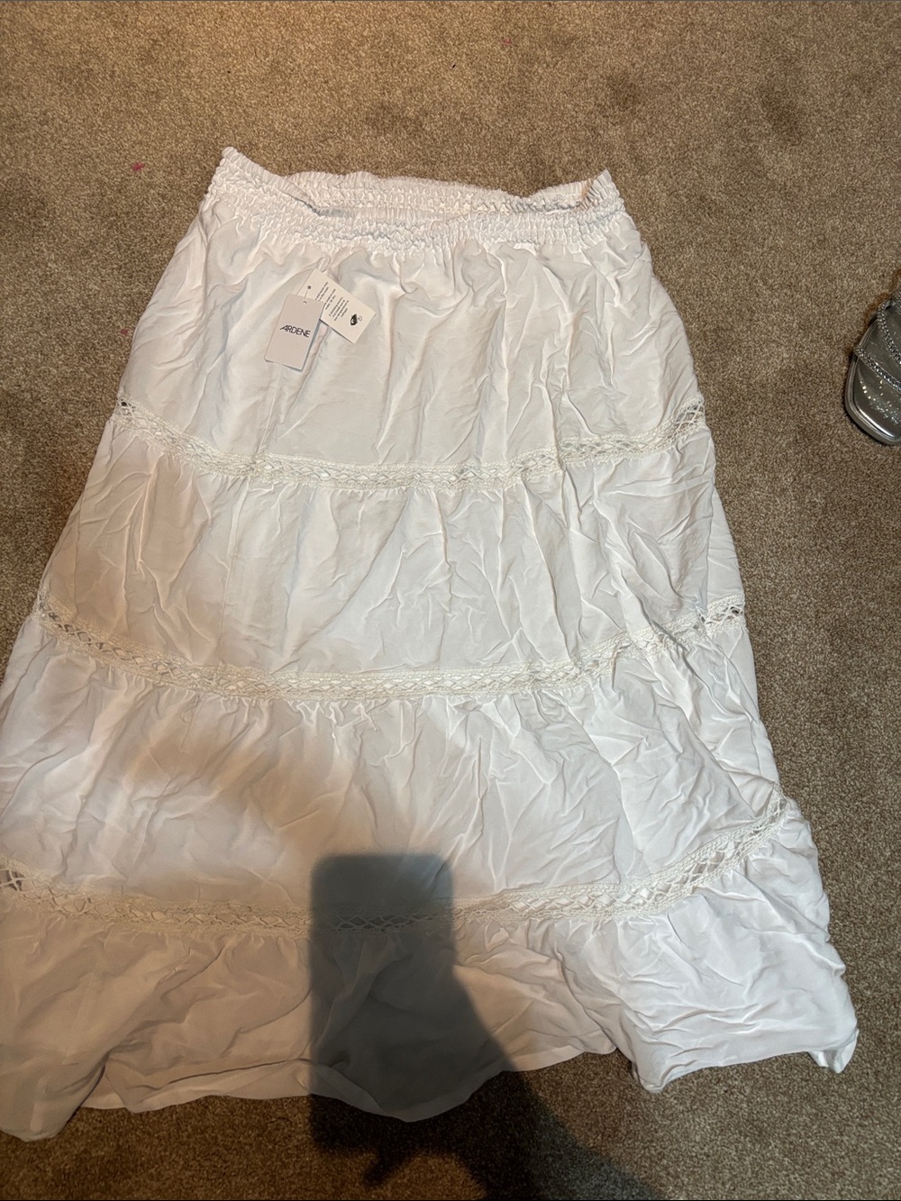White Tiered Maxi Skirt - NWT